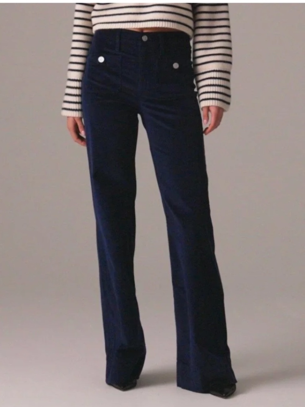 J. Crew Navy Wide-Leg Velvet Sailor Trouser Pants Size 26 Petite